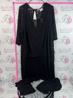 Junarose jumpsuit pants suit onesie Black Lace Overlay Dress with Keyhole Back